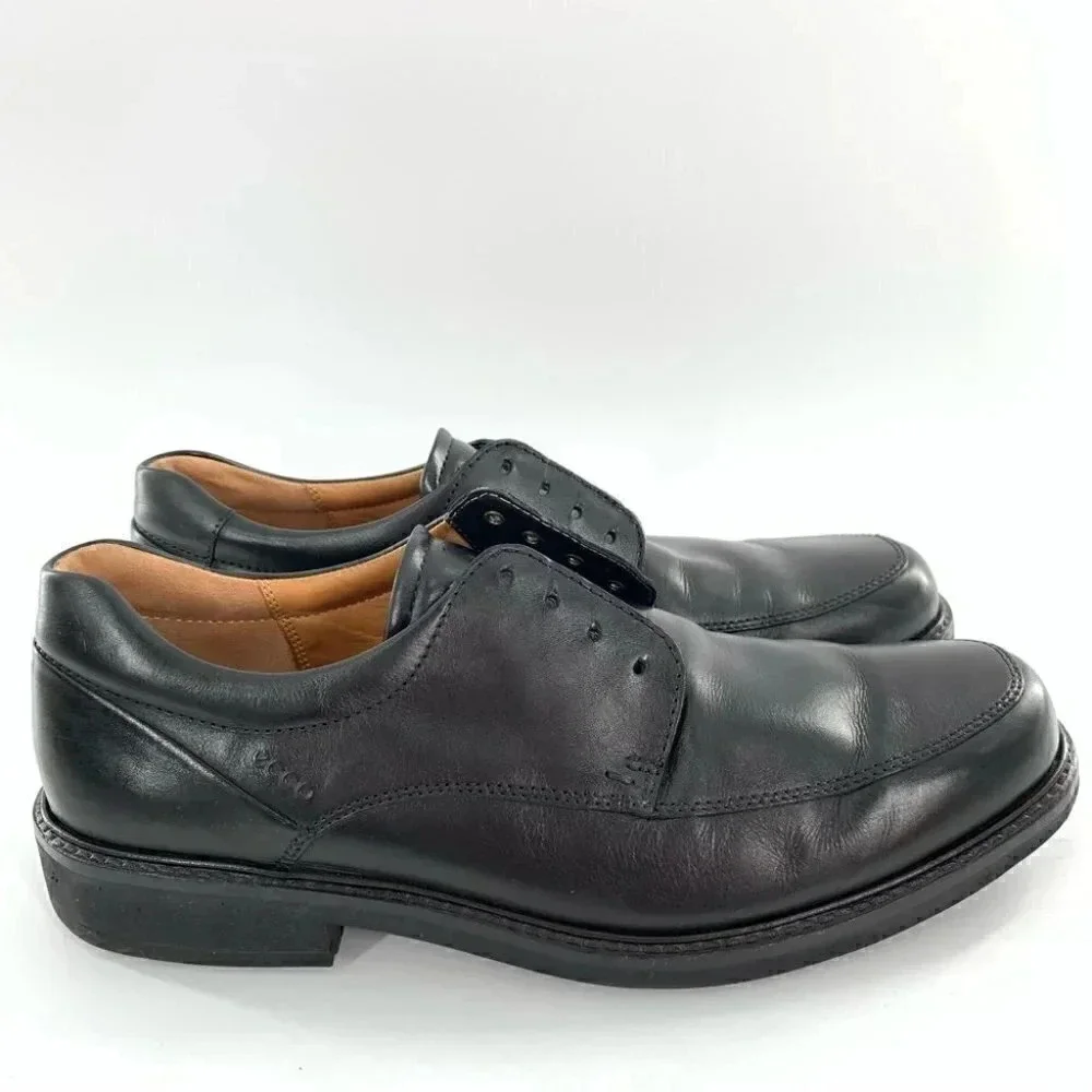 Ecco Mens lace up oxfords size 44 10-10.5 black leather comfort orthopedic